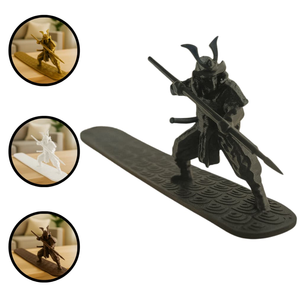 Porta Incensário Guerreiro Samurai Decorativo Zen 3D – Suporte para Incenso de Vareta 22 cm Exclusivo