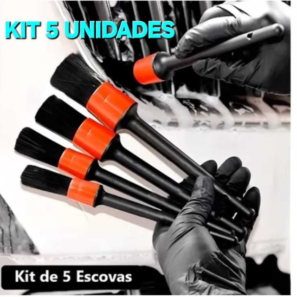 Kit 5 Pincél Limpeza Automotiva e Detalhamentro Automotivo Envio Imediato