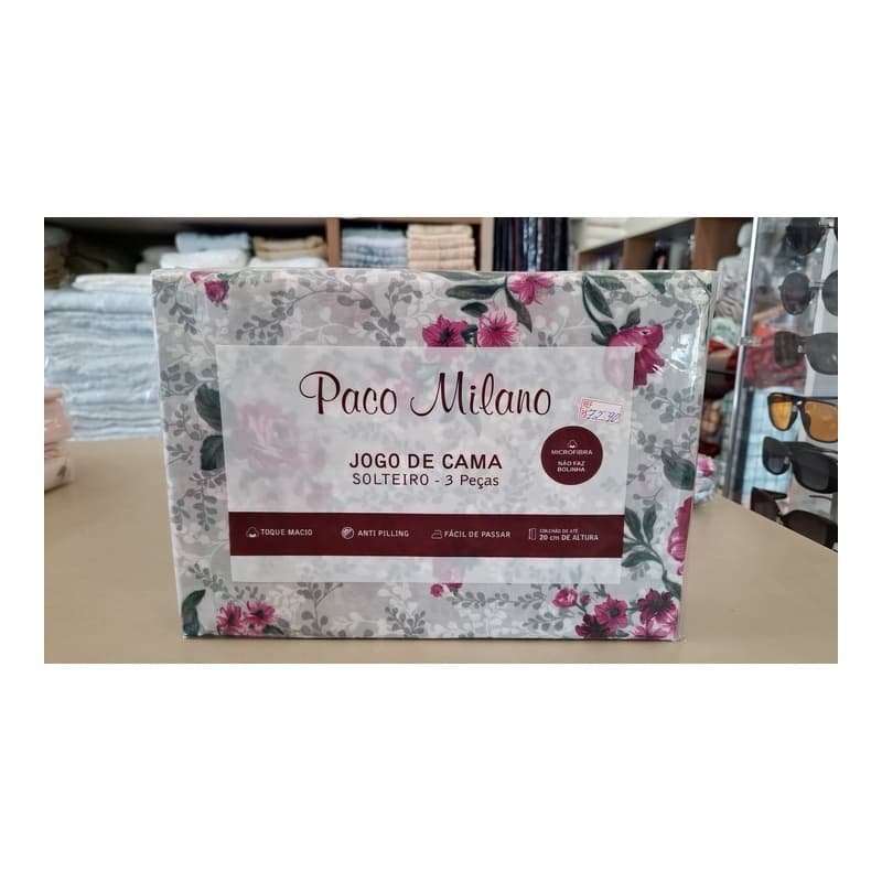 Jogo de Cama Solteiro Paco Milano Floral 3 Peças Microfibra Sultan