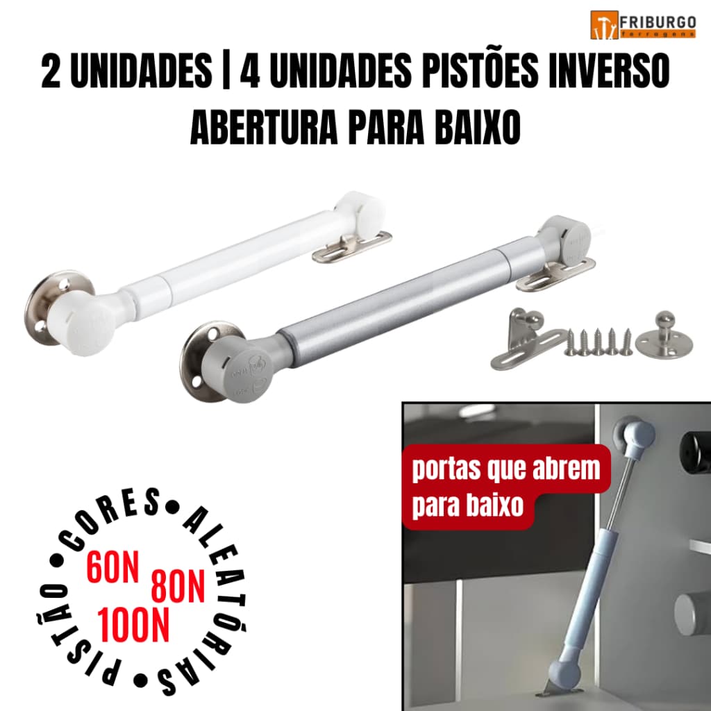 Kit Pistao Inverso a gas com  2 UND ou 4 UND  Porta De Armário Cozinha