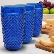 Copo de 04/06/08/12 Copo De Vidro Barroco Azul Escuro 255ml - Wheaton