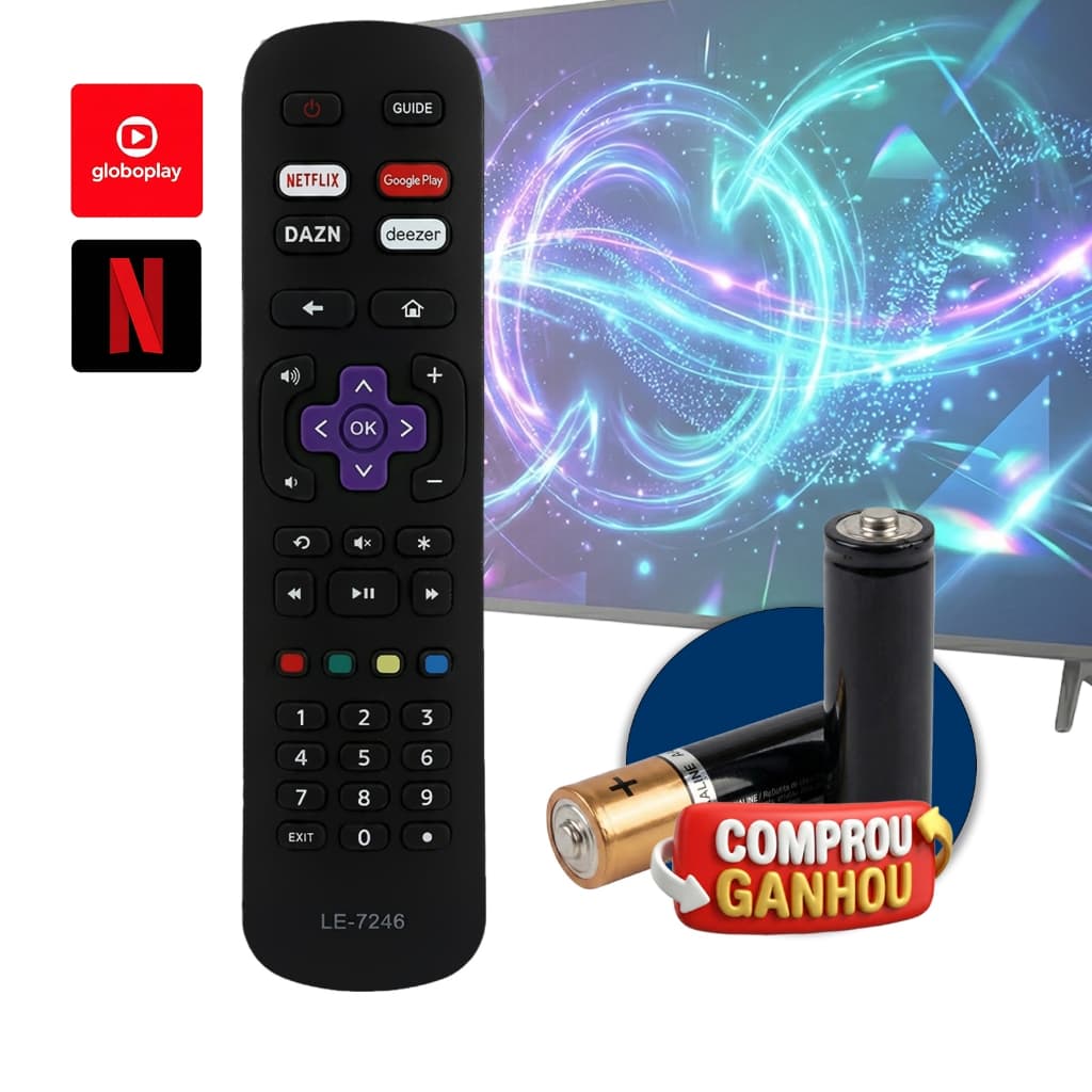 Controle Remoto Tv Compatível  Aoc Roku Led Smart Netflix Google Play