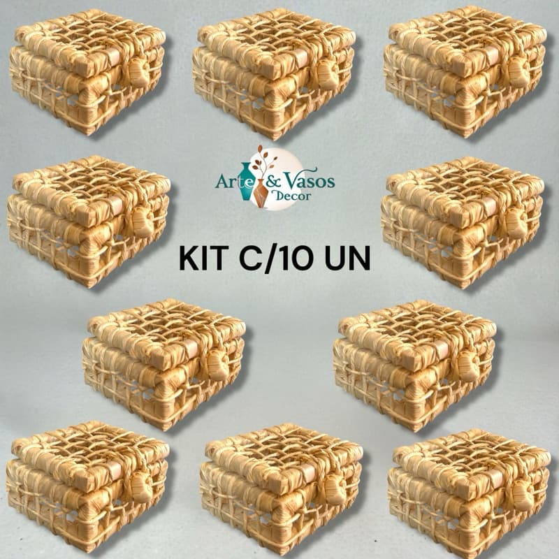 Kit 10 Caixas Palha Natural - Embalagem Artesanal para Bem-Casado e Mimos