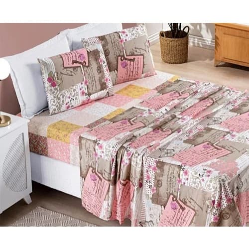 kit 3 pecas lencol QUEEM bainha acompanha fronhas estampas diversas
