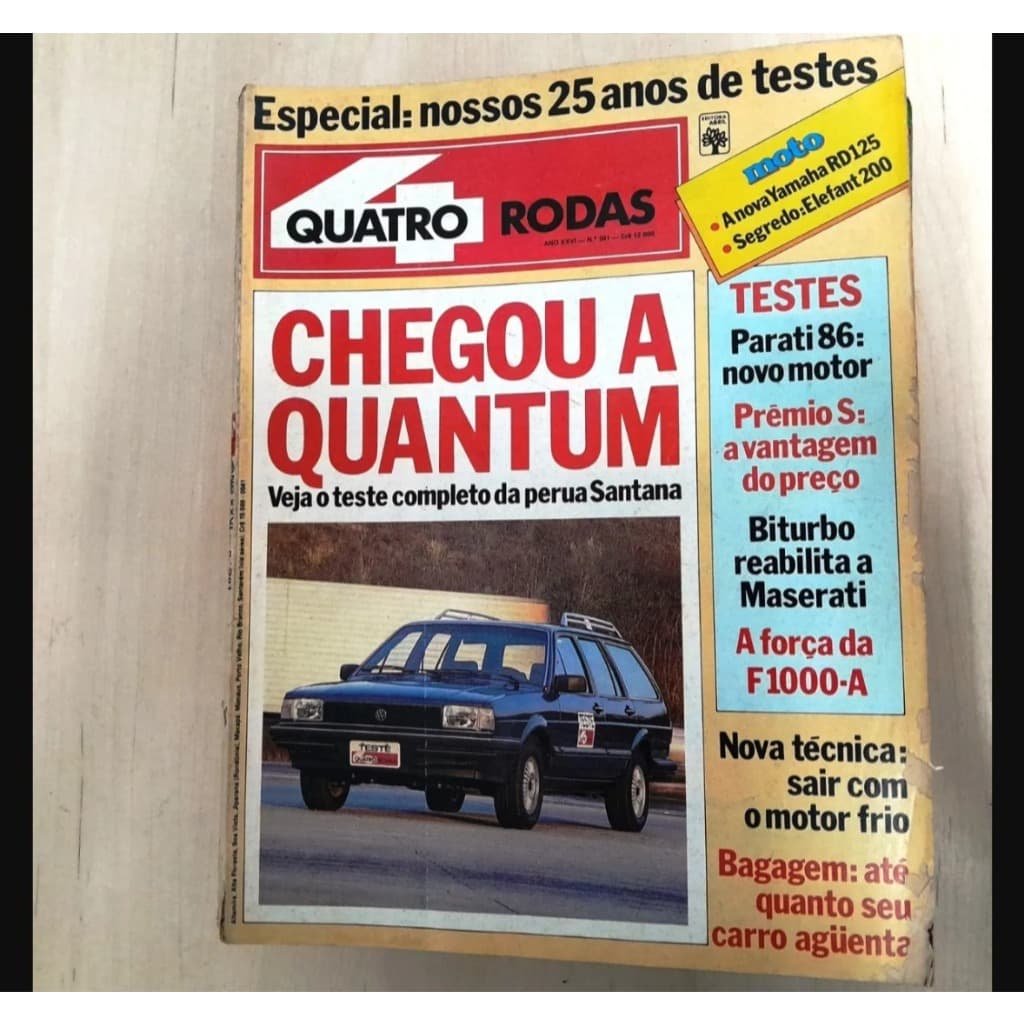 Revista Quatro Rodas 301 1985 Lançamento Santana Quantum Teste Completo F-1000