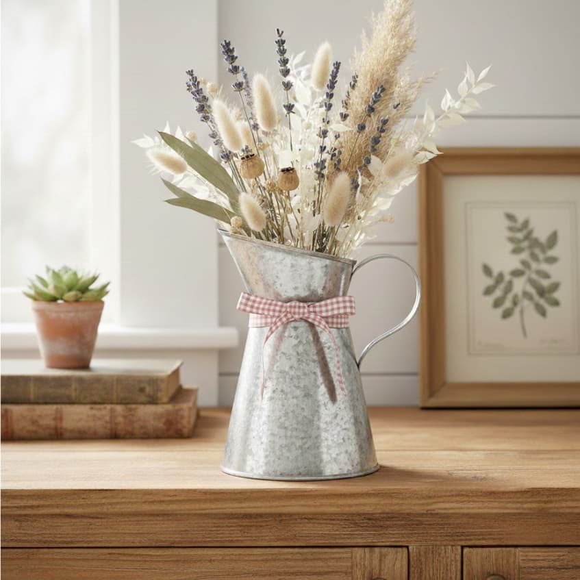 Jarra Galvanizada Cru Tamanho Médio - Decoração Vintage
