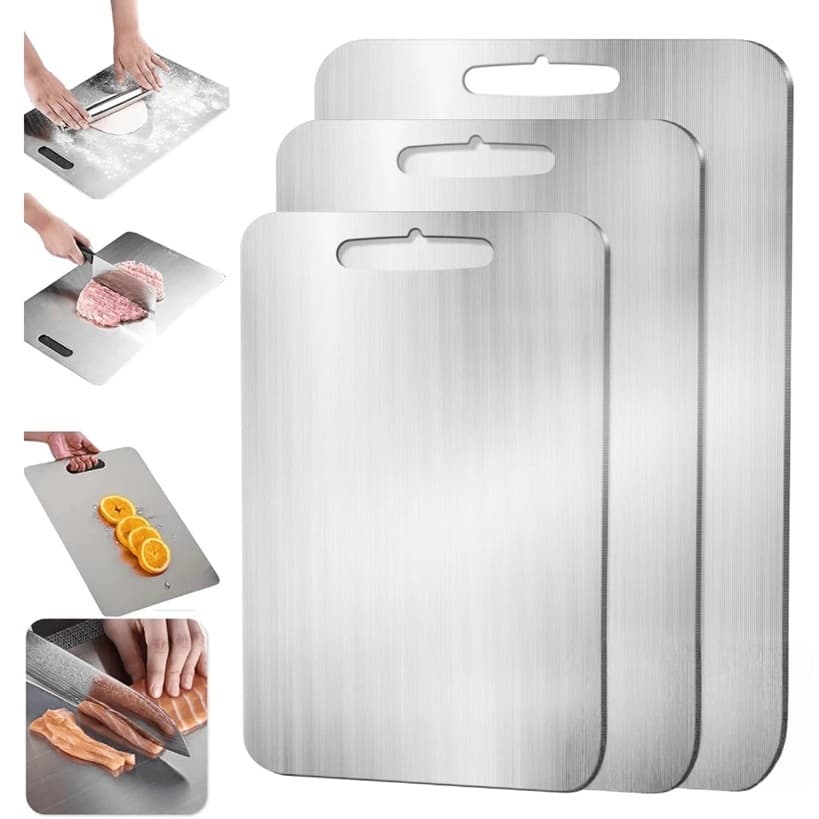 Tábua De Corte Aço Inoxidável Antibacteriana À Prova De Mofo 46 Cm Tábua De Cozinha