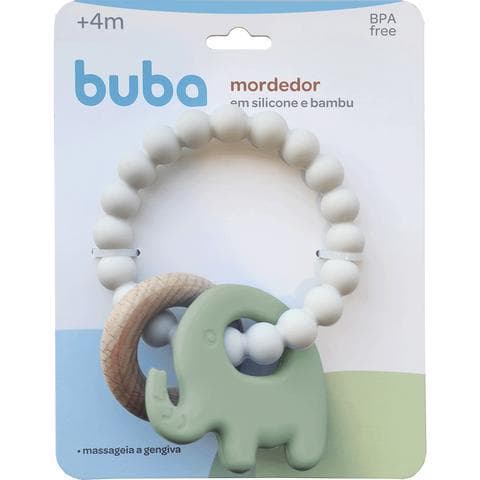 Mordedor Elefante em Silicone e Bambu Verde - Buba