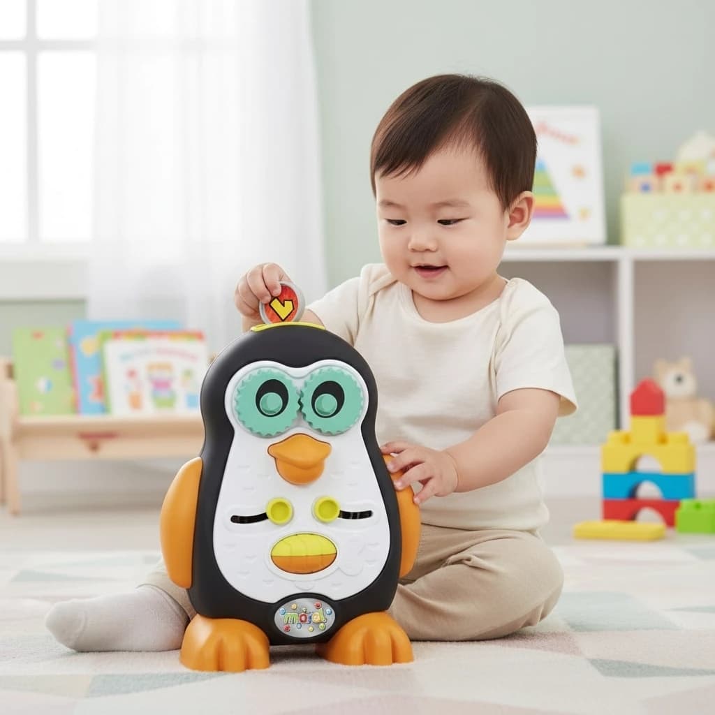 Brinquedo Pinguim Educativo Som Luz Criança Animalzinho Interativo Diversão Presente Infantil