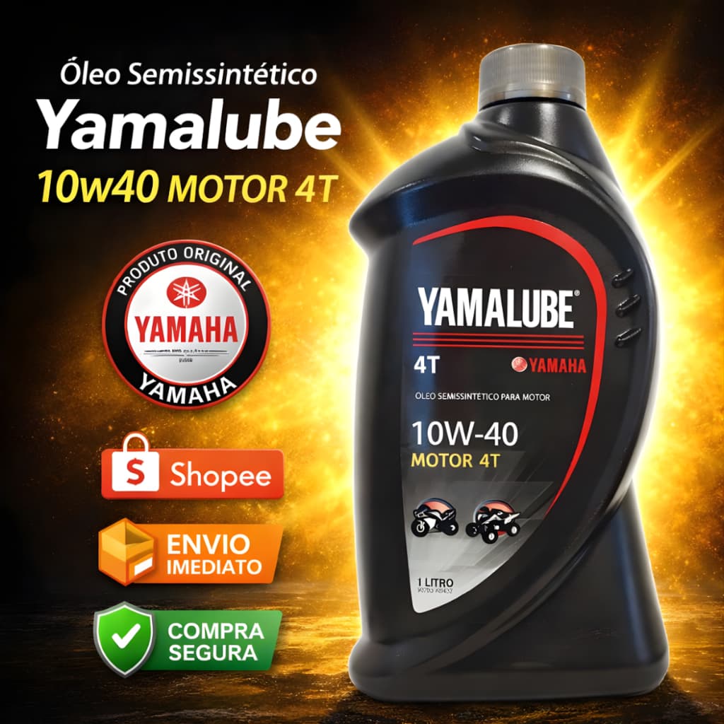 Óleo Moto Yamalube 4t 10W-40 semissintético Original Yamaha (1 litro) Linha Yamaha