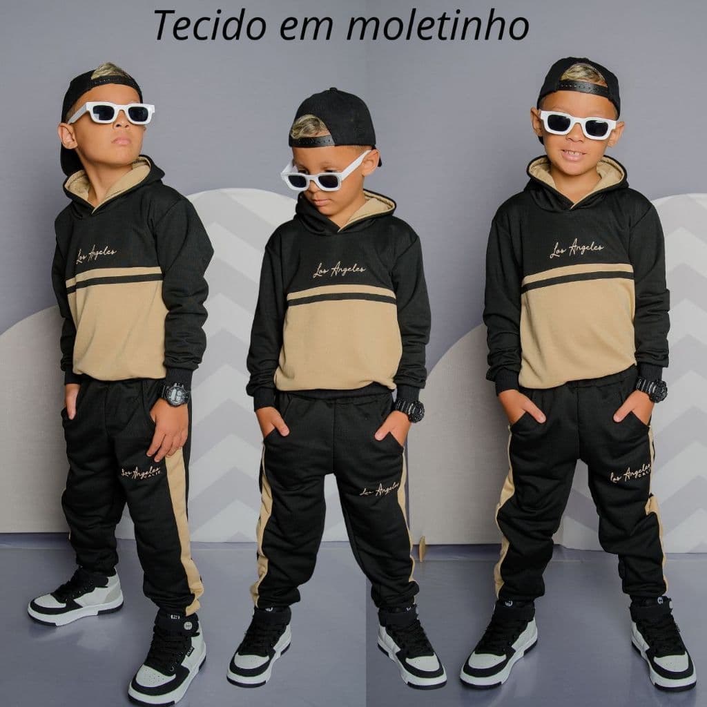 Roupa Infantil De Menino Kit  2 Peças  MOLETINHO Meia Estação Blusa e Calça Veste Do 2 ao 14 anos