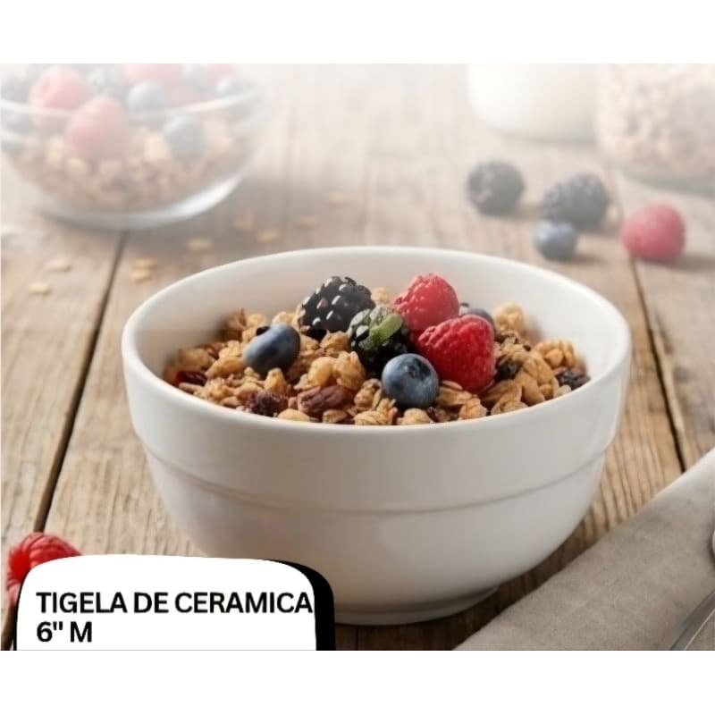 Kit 2 Tigela de Cerâmica 6 e 7 Polegadas – Tamanho M e G – Multiuso para Cereais, Frutas e Sobremesas