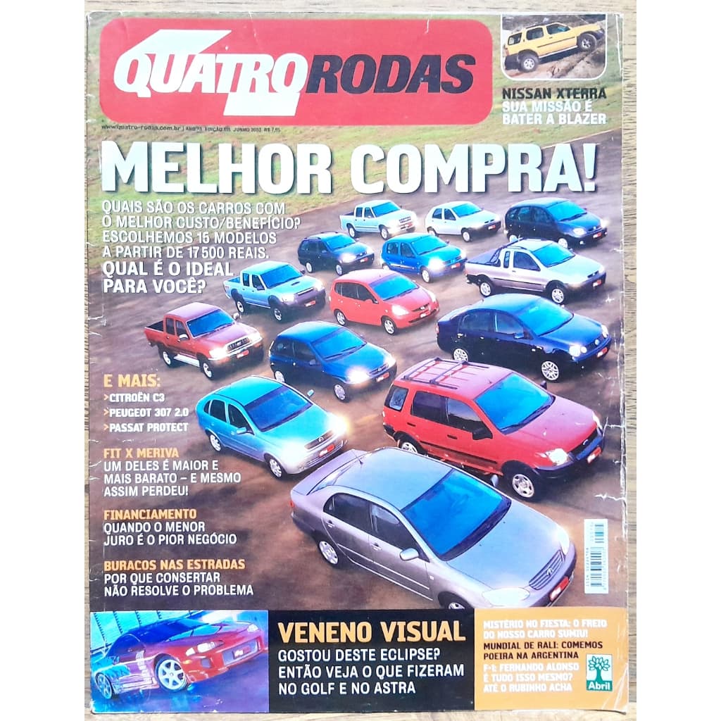Revista Quatro Rodas 515 Melhor Compra 2003 Nissan Xterra Mitsubishi Eclipse 307 Meriva