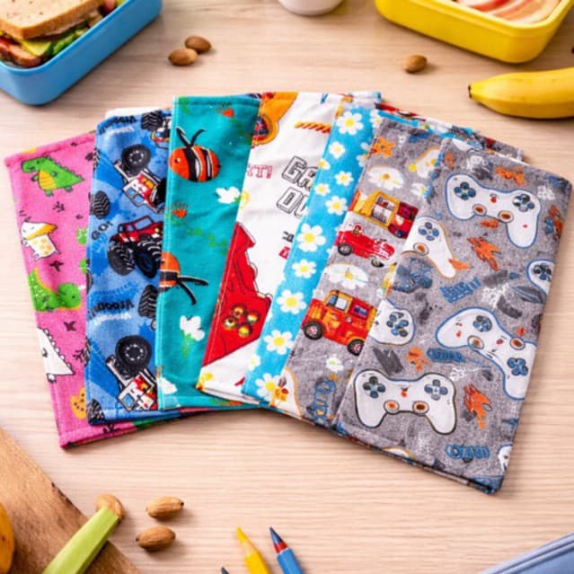 KIT 10 UNIDADES DE TOALHINHAS DE MÃO PARA LANCHEIRA  ISA ESTAMPAS INFANTIS MACIA ALTA ABSORÇÃO
