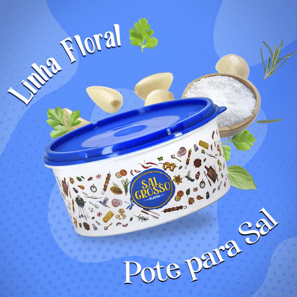 Porta Mantimento Pote Decorado Floral Branco  Decorativo Resistente Armazenar Empilhável