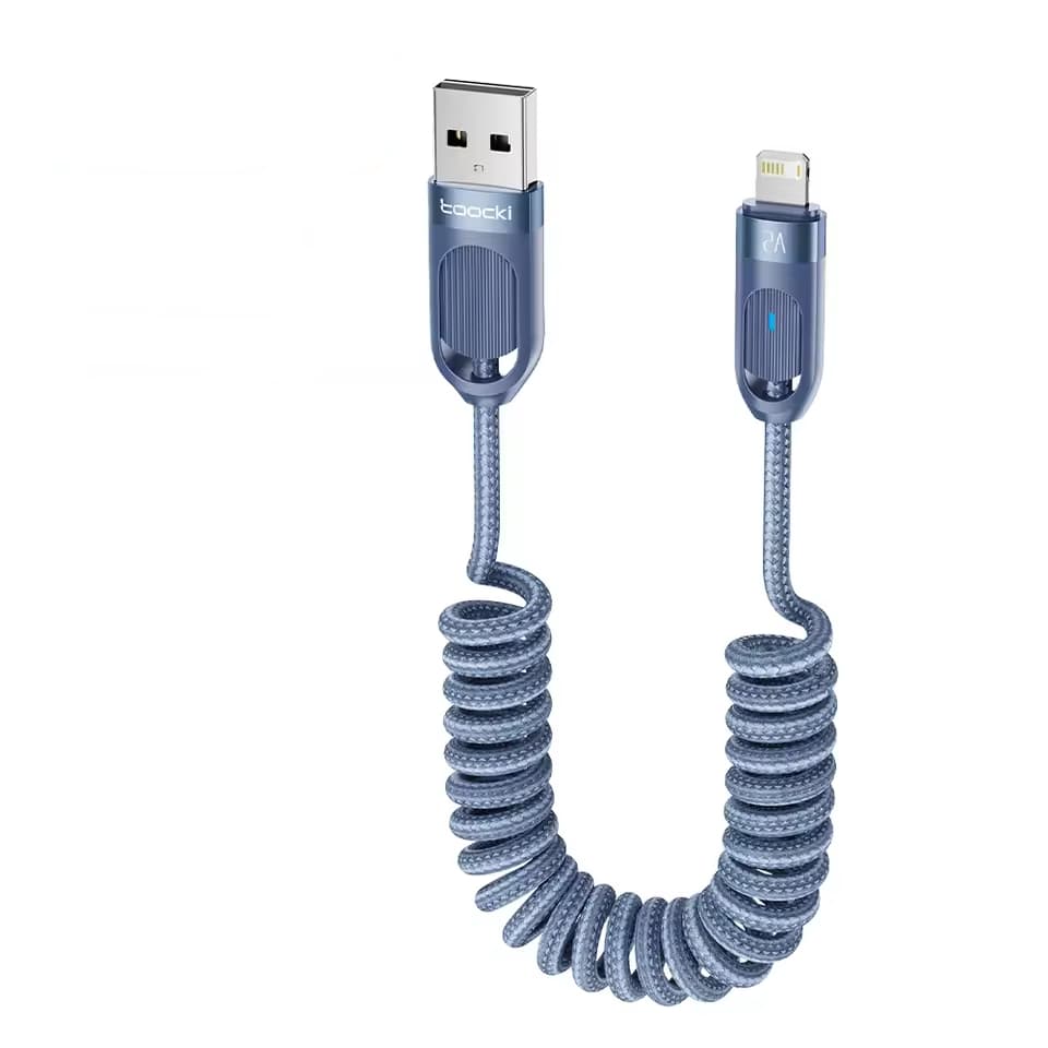 Cabo Espiral para iPhone tipo Lightning ideal para Carro