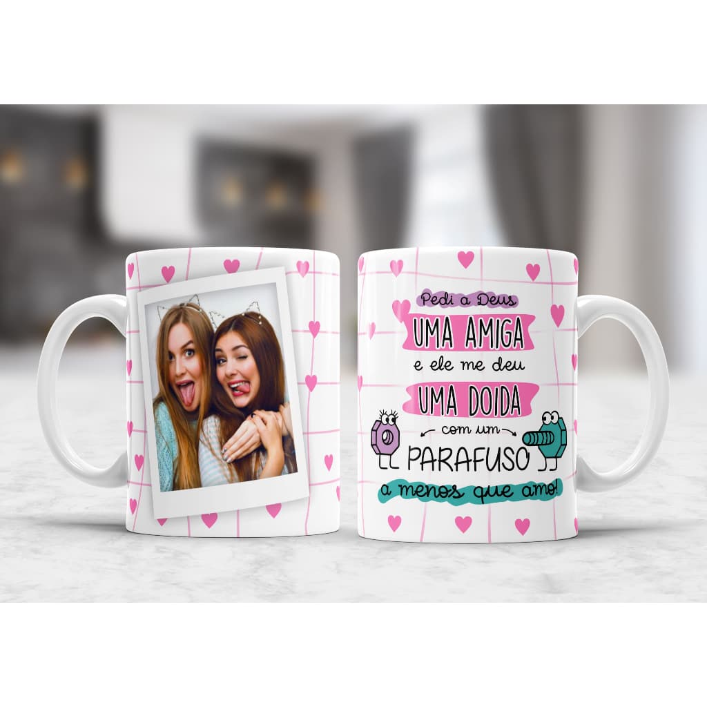 Caneca Xícara Amizade Amigas Te amo Amiga Personalizada COM FOTO OFERTA RELÂMPAGO