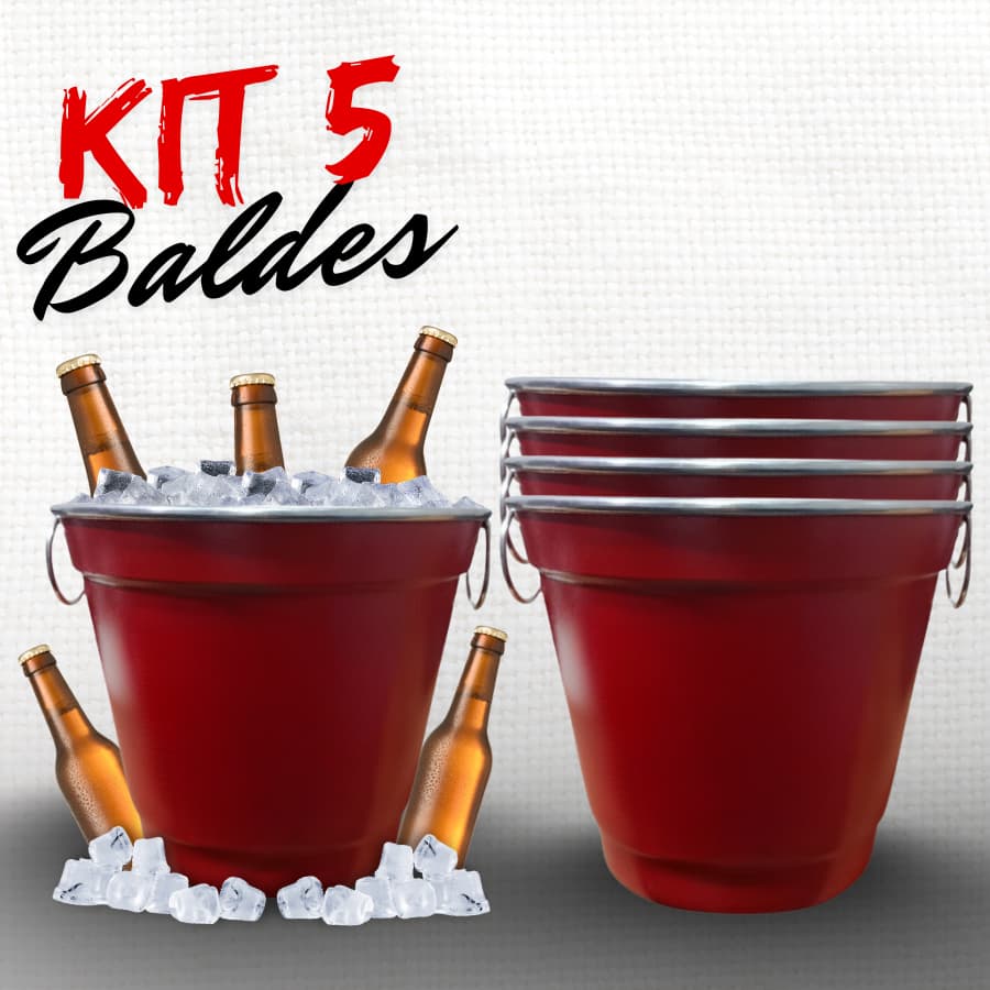 Kit Balde de Gelo Alumínio VERMELHO 6L – 5/10/20 Unidades  Durável e Ideal para Festas