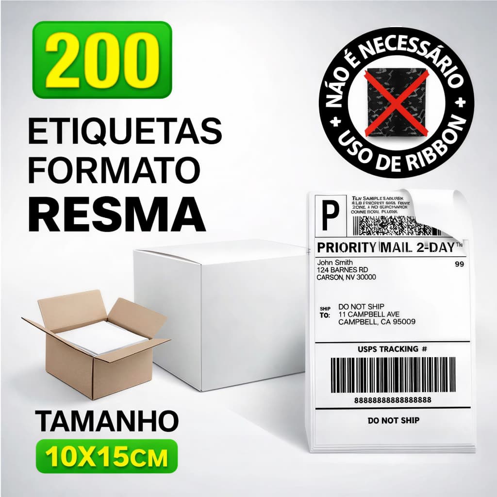 Etiqueta Térmica Adesiva 100x150mm ou 10x15cm Formato Resma Serrilhada