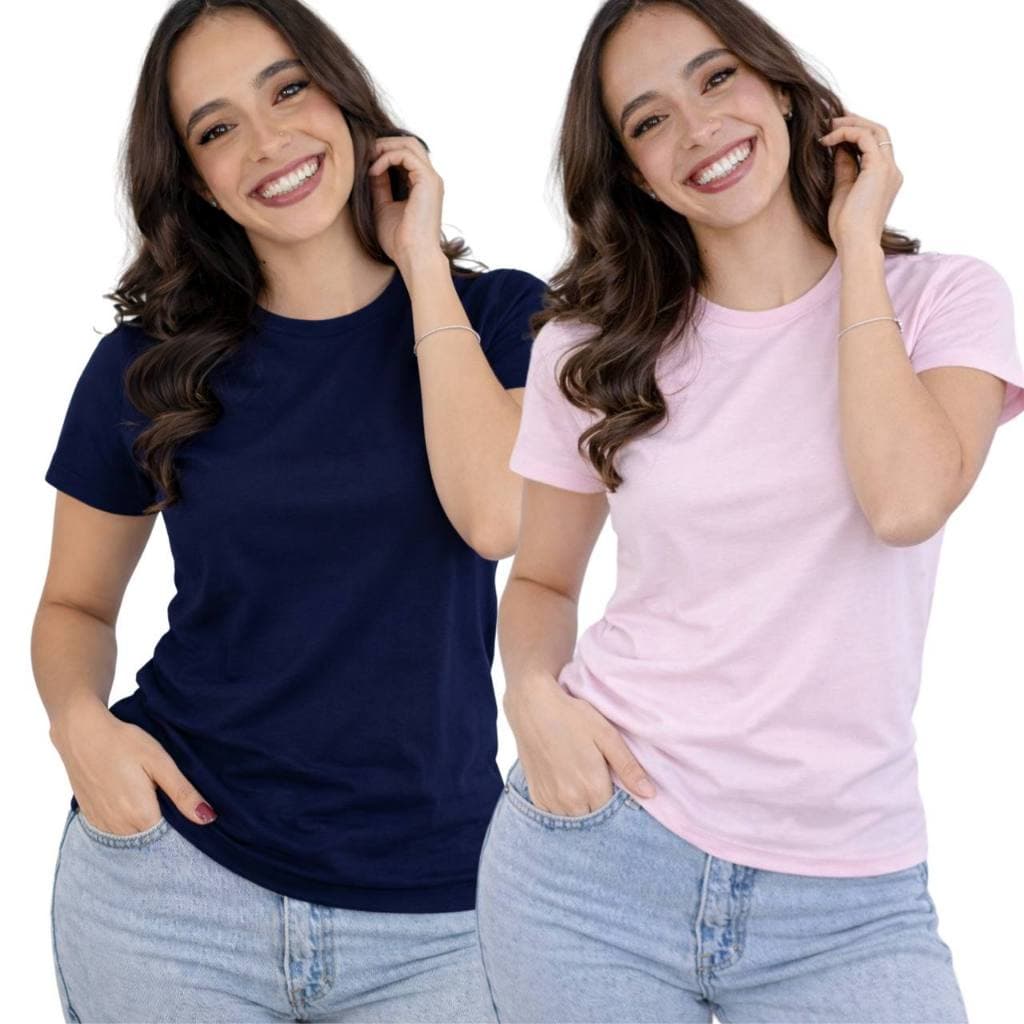 Kit 2 Camisetas Básicas Femininas Premium 100% Algodão Gold – Baby Look, Casual, Confortável, Lisa, Dia a Dia, Moda 2026