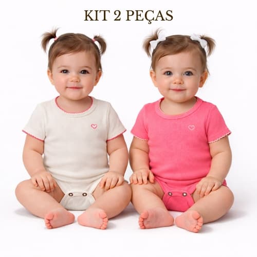 Kit 2 Peças Body Bebê Picueta E Bordado Bory Confortável Ribana  Alta Qualidade