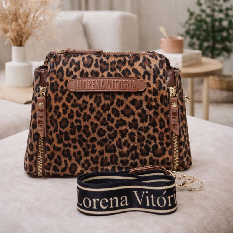 BOLSA 3 ZÍPER ESTAMPA ONÇA ALÇA REFORÇADA ENVIO IMEDIATO