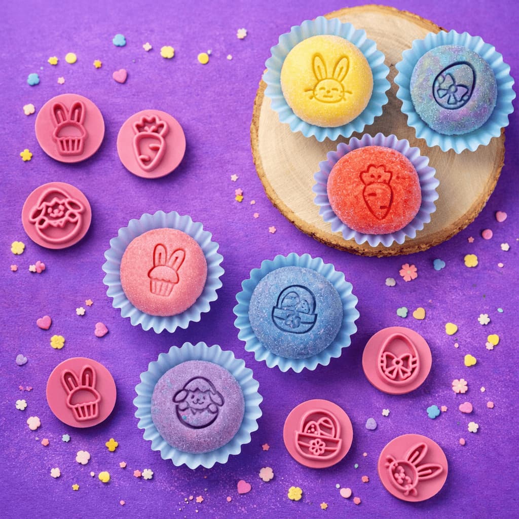 Kit Carimbos Páscoa Brilhante 2 cm BlueStar – Marcador para Doces, Brigadeiros e Massas Decoradas