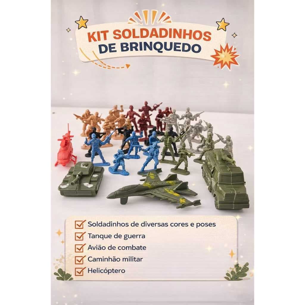 Kit Soldadinhos de Brinquedo 1 Conjunto c/ 39 Peças