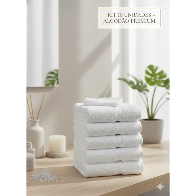 Kit 10 Toalha de Rosto Branca Profissional para Hotel Salão de Beleza e Airbnb 40x70