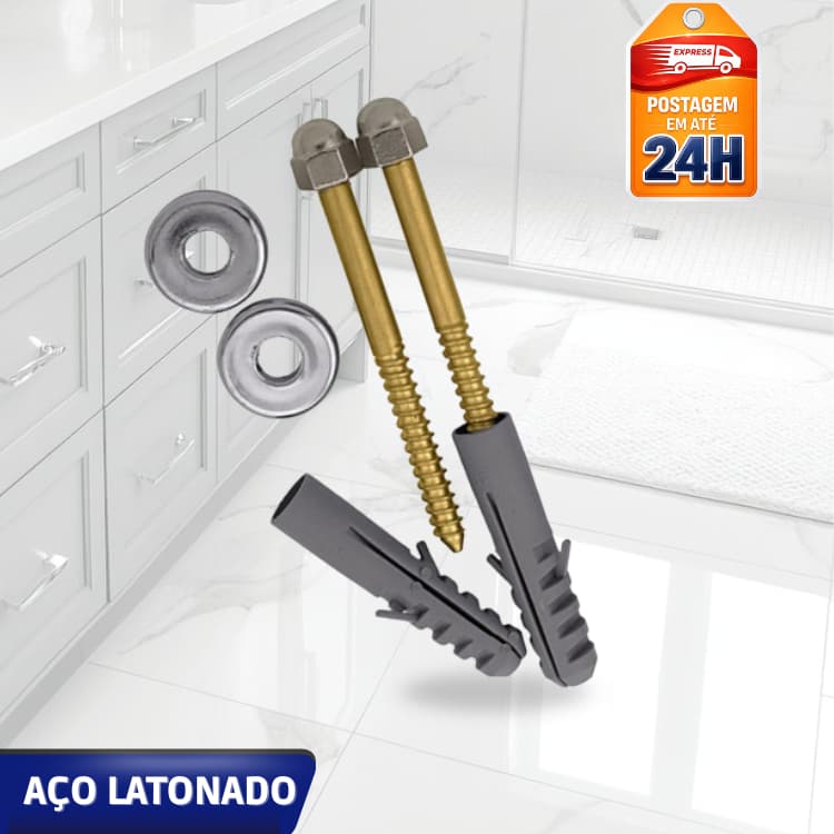 Parafuso Vaso B08 70mm  | Latonado, Alta Fixação e Resistência – Ideal para Madeira e Estruturas