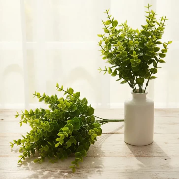 Planta Artificial Buquê de Eucalipto Decoração Atacado 5 Unidades