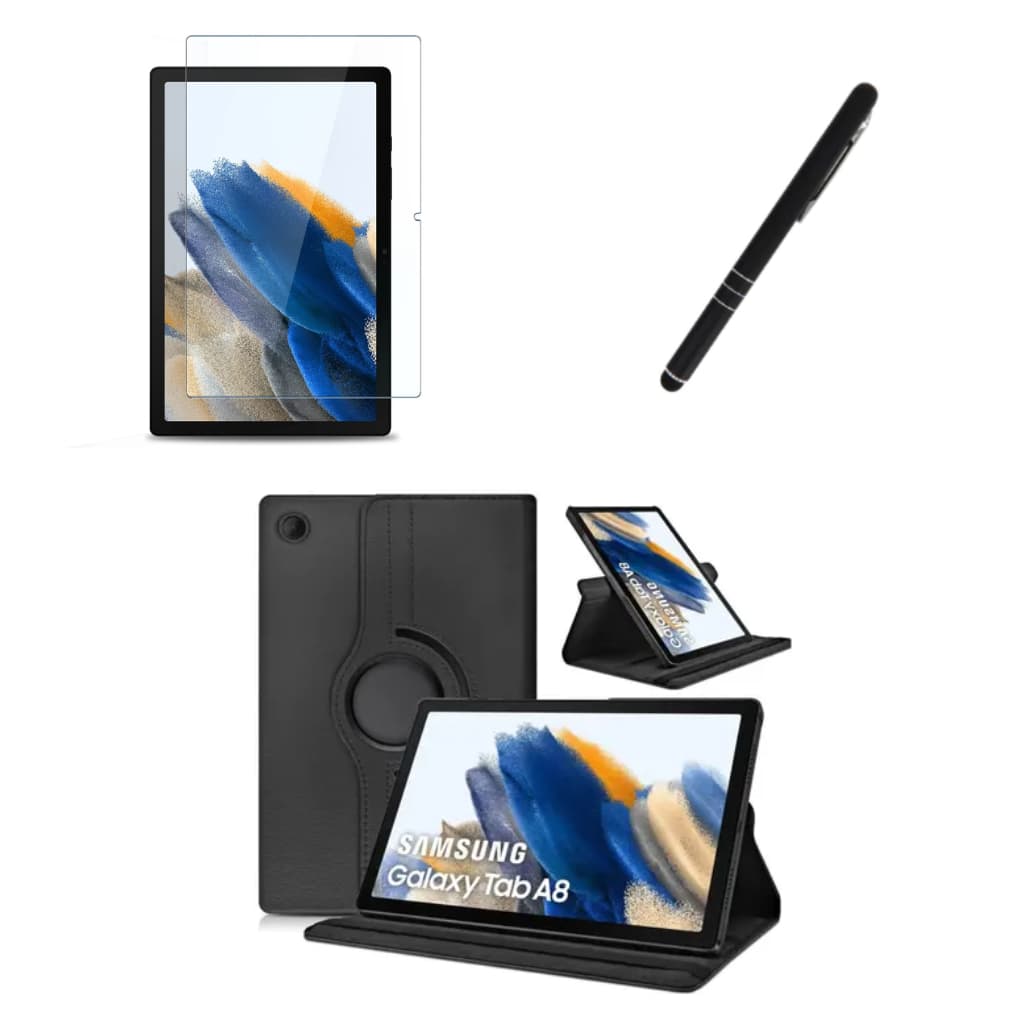 Kit Completo Capa Case Giratória + Película + Caneta Para Galaxy Tab A8 2021 SM-X200/X205 10,5 Polegadas