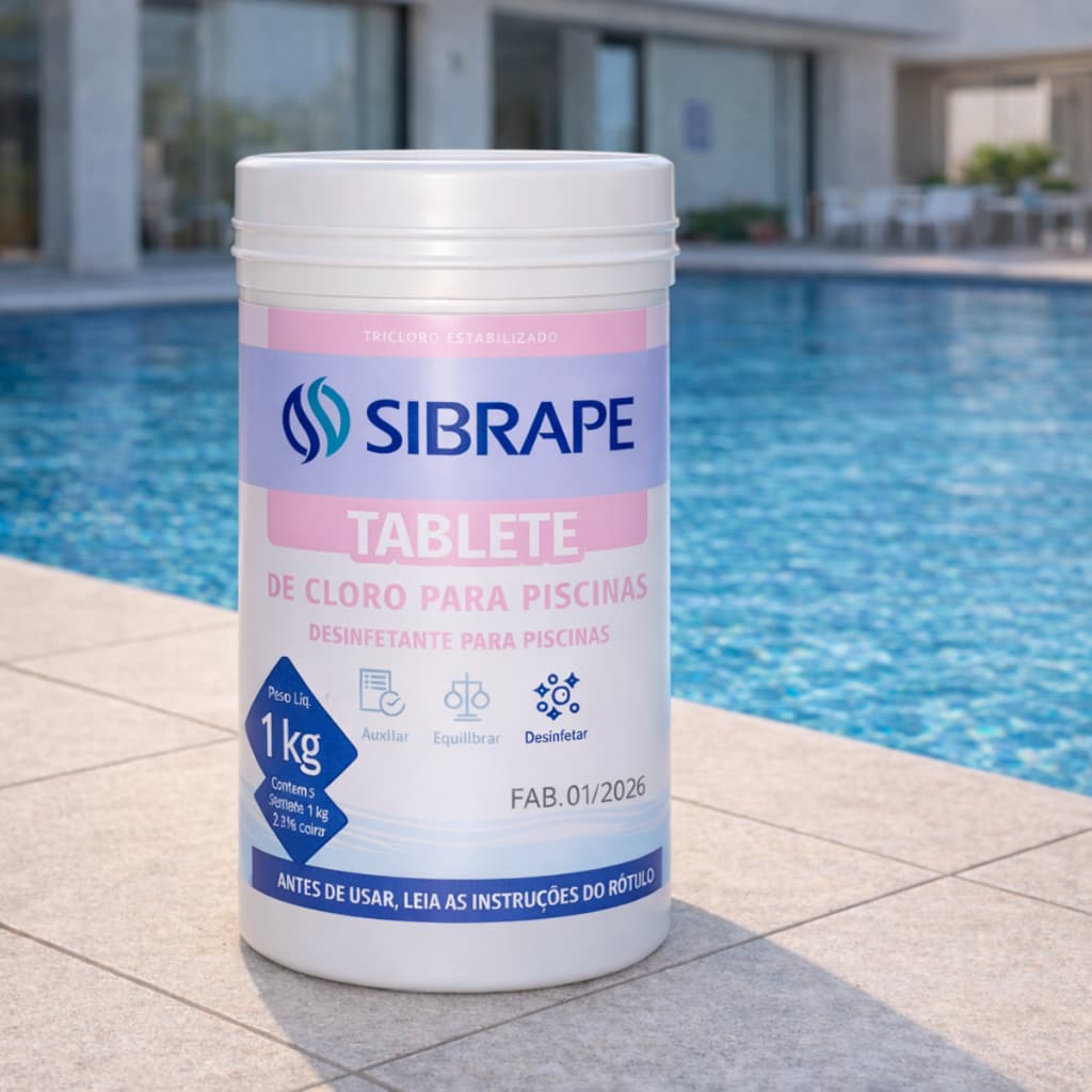5 Pastilhas de Cloro Sibrape 200g Tricloro Tablete para Piscina