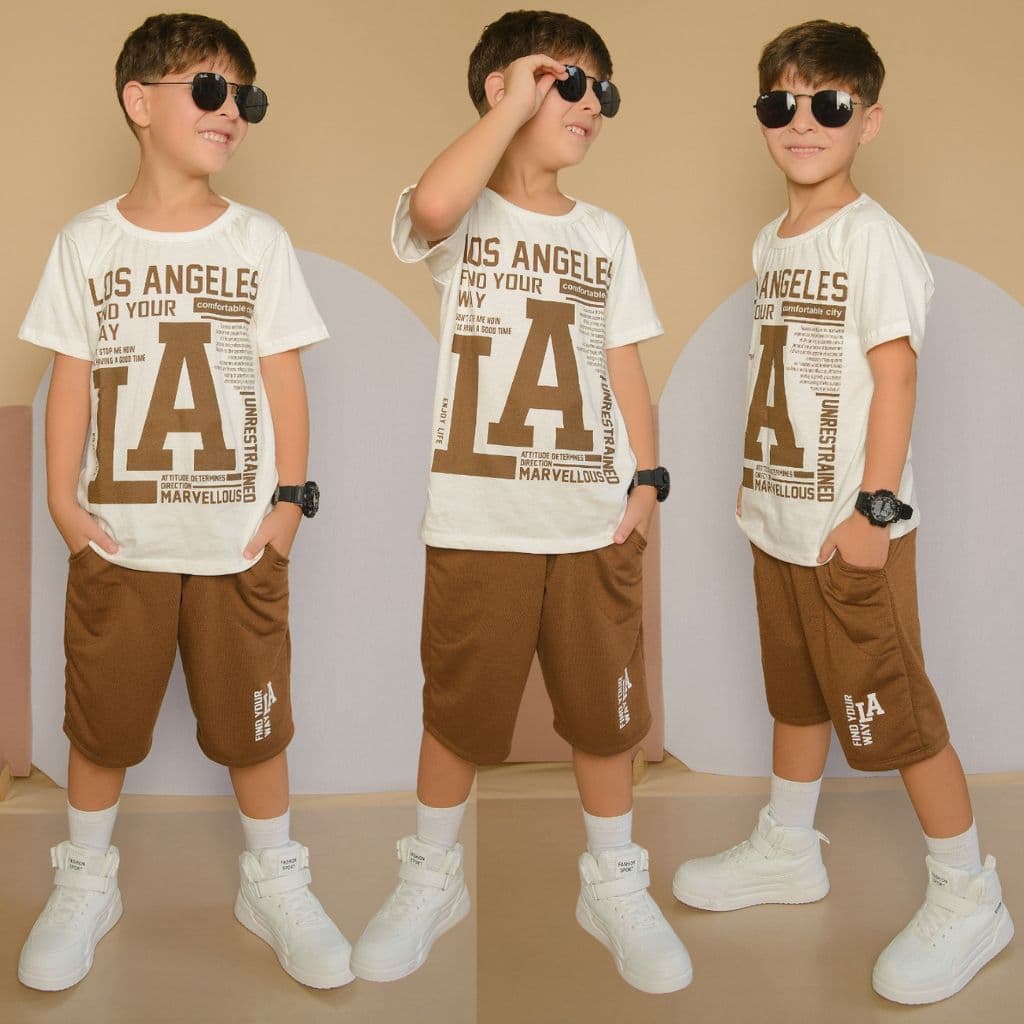 Conjunto Infantil Masculino Verão Lançamento Camisa e Bermuda Veste Do 2 ao 12 Anos Roupa De Criança