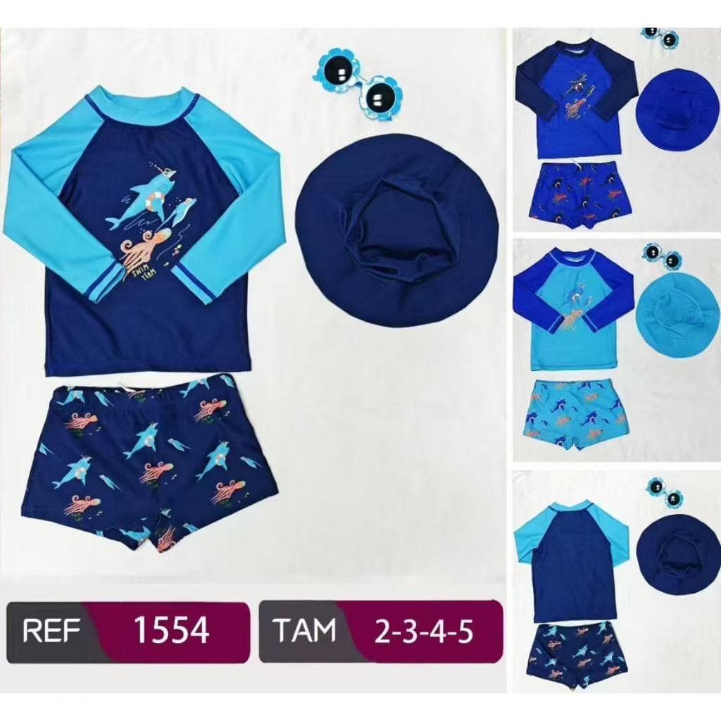 Conjunto de Natação Infantil com UV Proteção - REF 1554 (Tamanhos 2, 3, 4, 5)