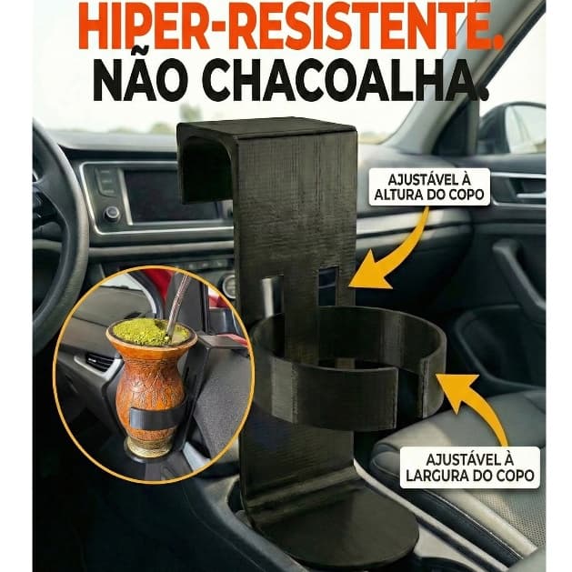 Suporte Porta Cuia Chimarrão e Tereré Para Carro Ajustável Universal e Resistente
