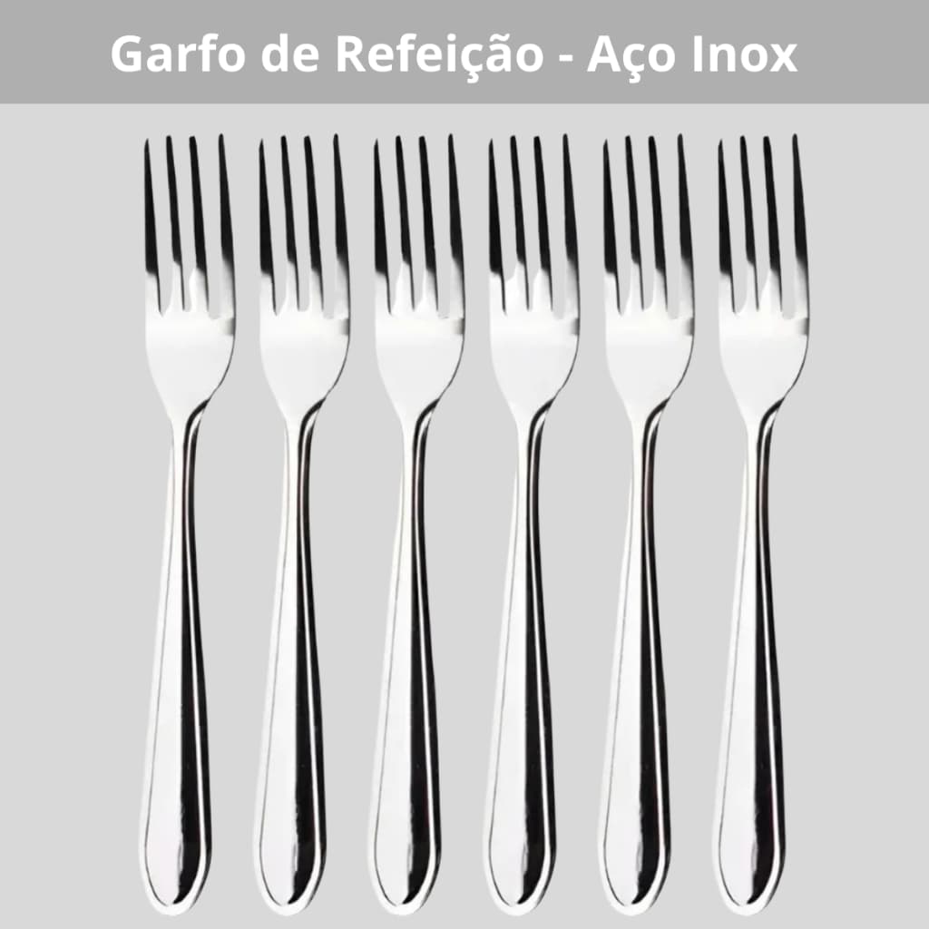 Jogo de Garfos Inox 6 ou 12 Peças Garfo de Mesa Aço Inox Talheres Cozinha Churrasco Restaurante