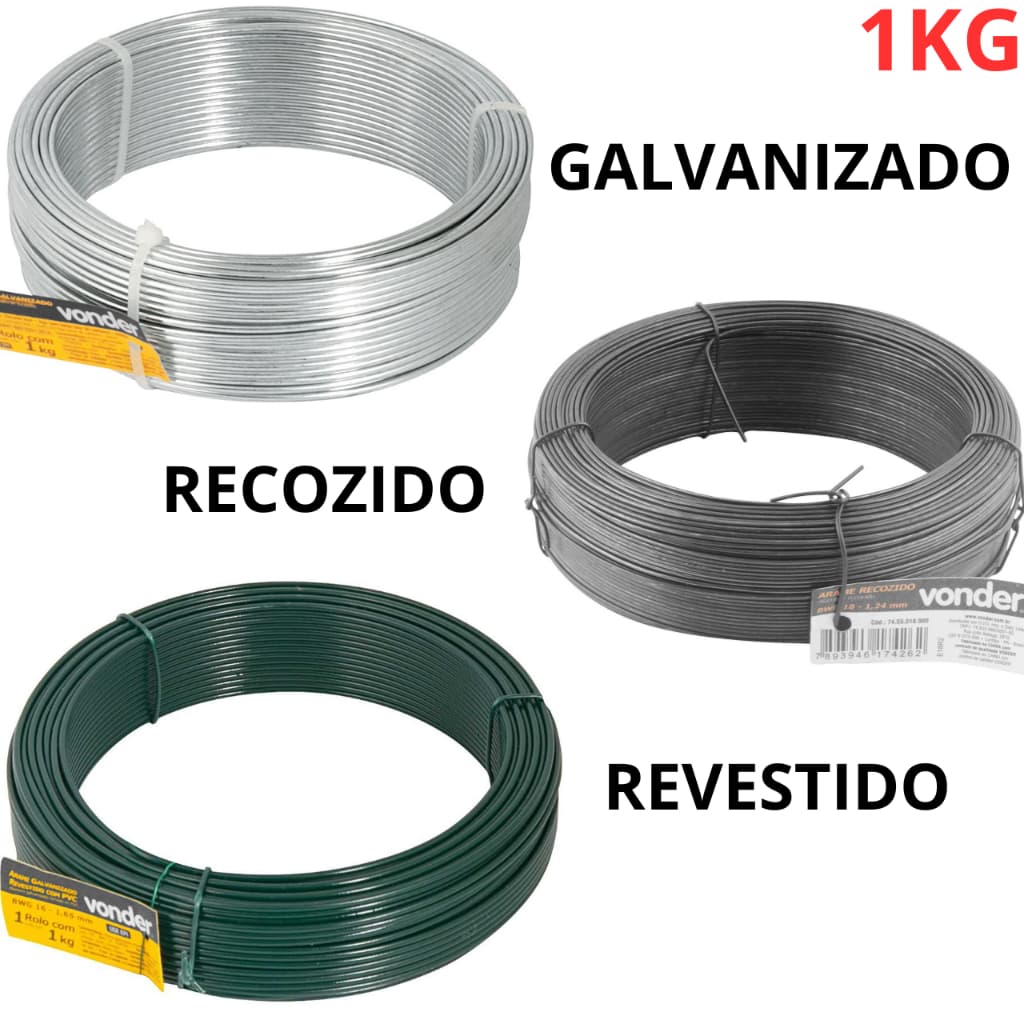 Arame Galvanizado 12 14 16 18 20 22 rolo liso para forro isopor gesso varal artesanato torc recozido