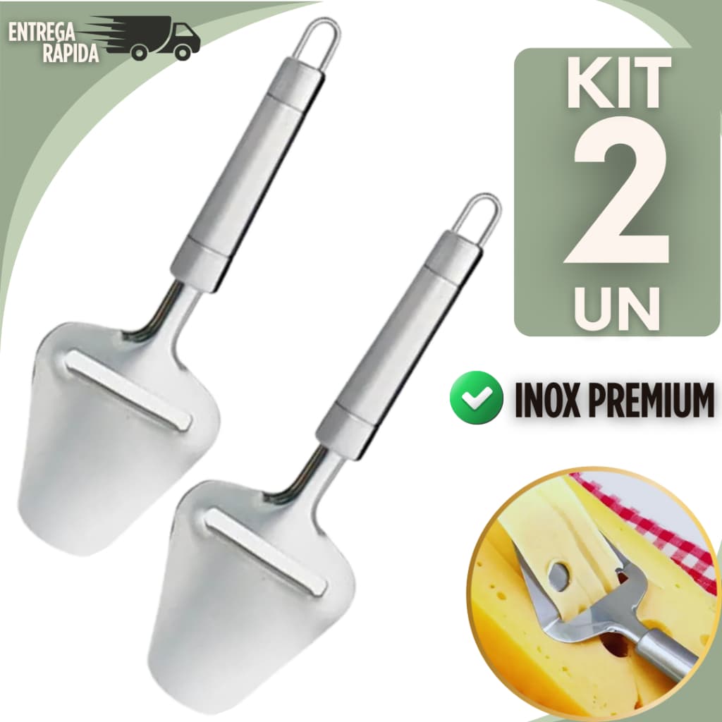 KIT 2 Fatiadores / Plaina de Queijo em Aço Inox – Inox Premium