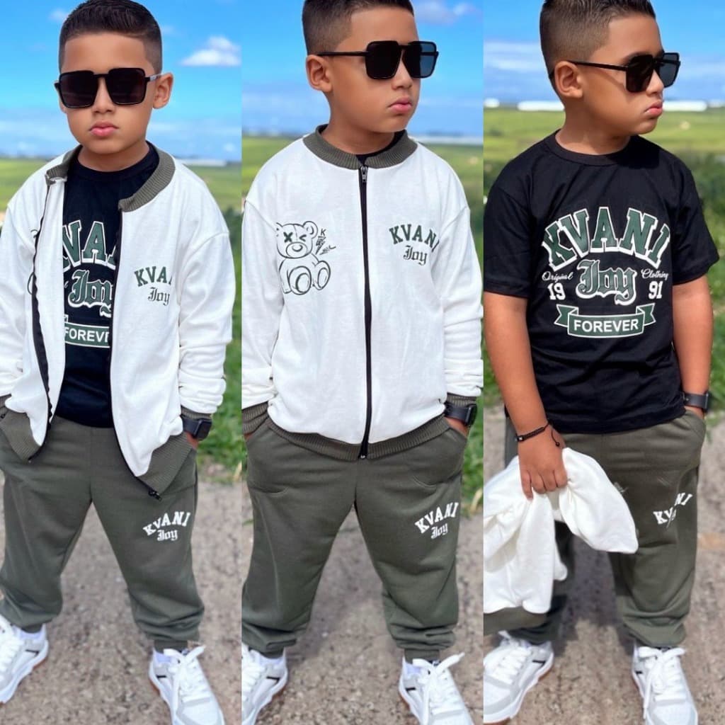 Conjunto Infantil Menino Inverno - Casaco e Calça Chimpa Flanelado ou Moletinho