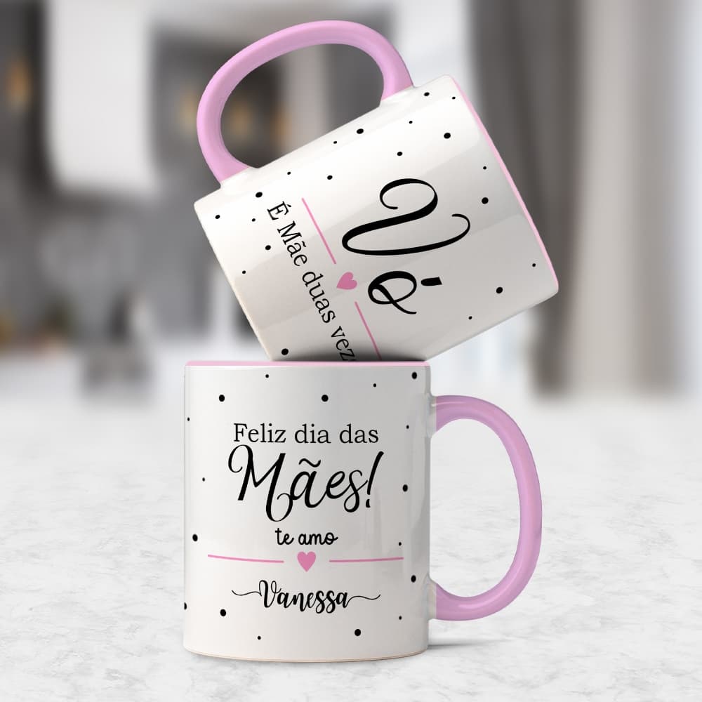 Caneca Personalizada com Nome Mãe Avó Tia Dinda Amiga Sogra Feliz da das Mães