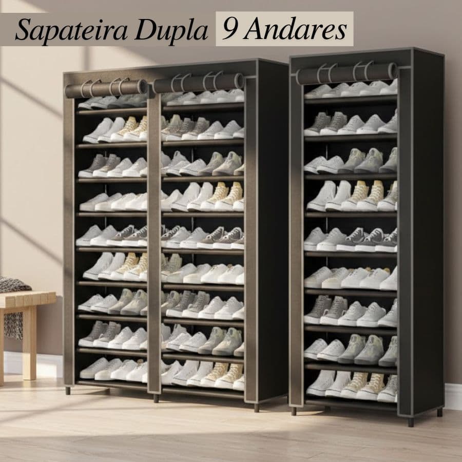 Sapateira Dupla 9 Andares para até 54 Pares de Calçados Organizador Modular Sapateira Vertical
