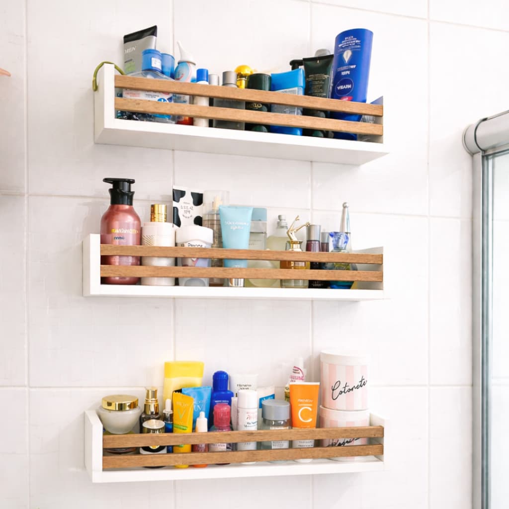Kit 3 Prateleira Branca para banheiro MDF Linha Multiuso Organizadora Porta Cosméticos Peça para Decoração Porta tempero