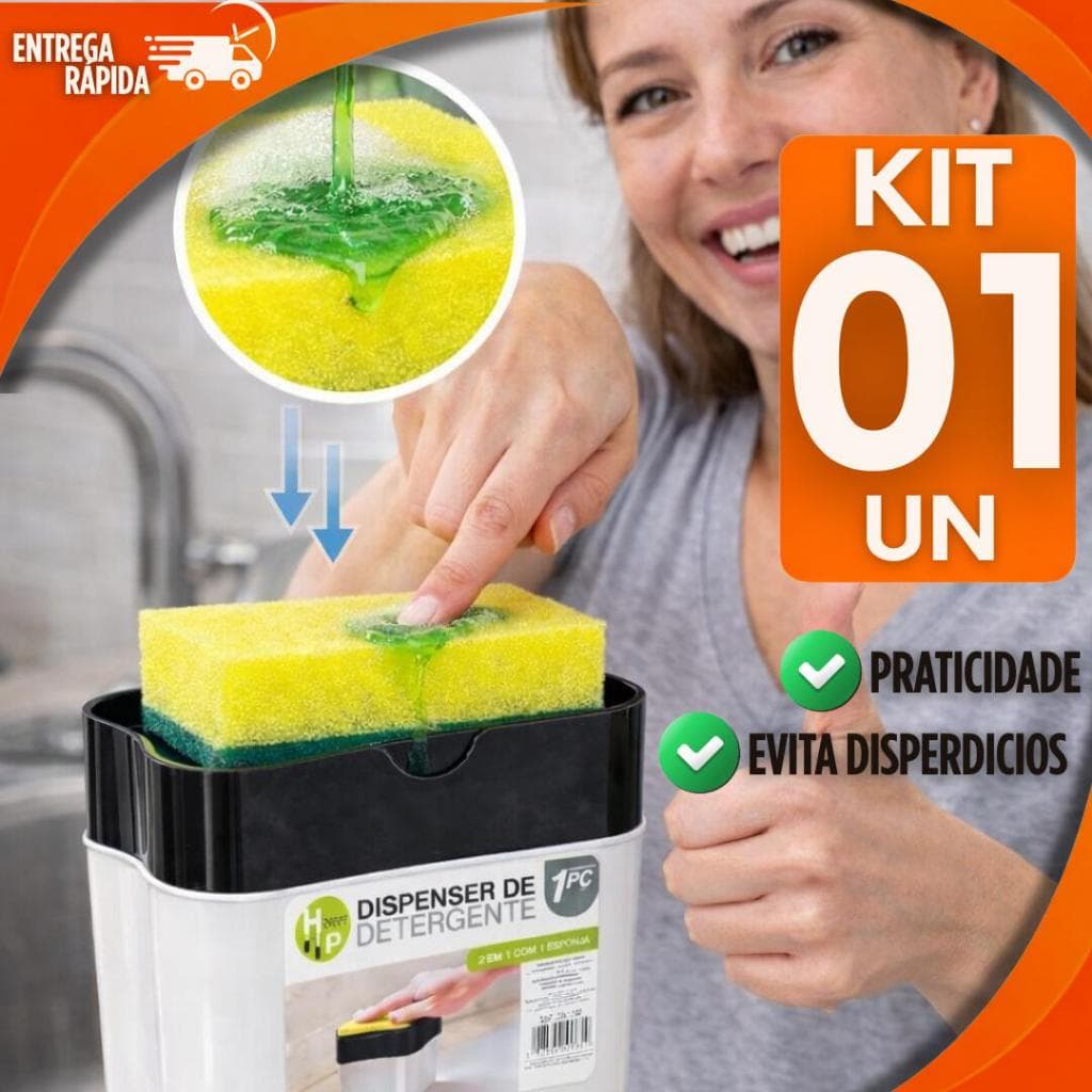 Dispenser Porta  Detergente 2 em 1 com Porta Esponja