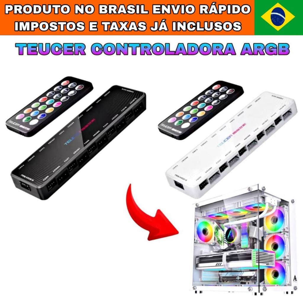 Teucer Controladora ARGB 5v 3 Pinos Hub Led 10 Portas Controlador Pwm 4 Pinos Fan.