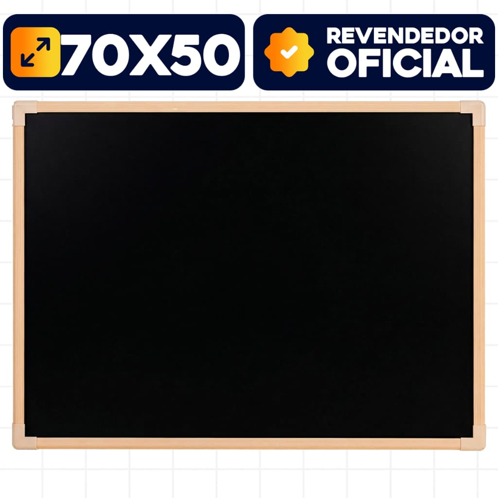 Lousa Preta Quadro Negro 70x50cm Moldura Madeira Escolar Sala Aula Restaurante Apagador Giz Stalo