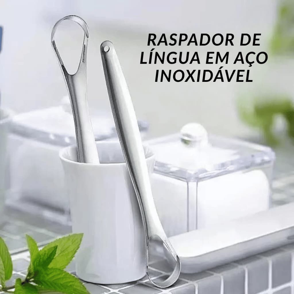 2 pçs Raspador De Língua De Aço Inoxidável / Raspador Para Cuidados Oral / Higiene