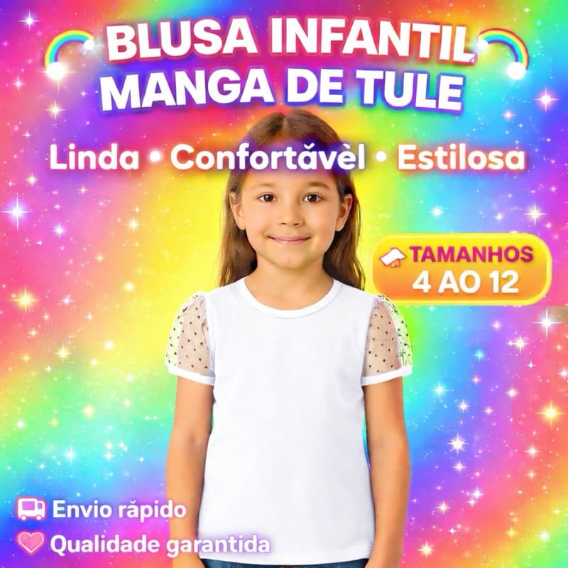 Blusa  Tule Infantil Menina Modinha