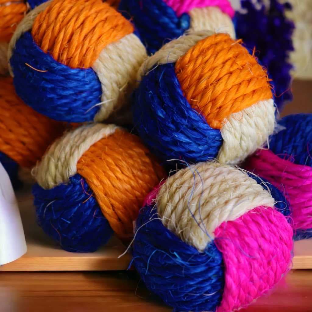 Brinquedo Para Gatos Com Catnip Erva De Gato Bola Sisal Colorida