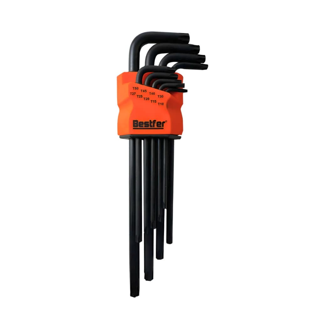 Jogo chave torks preta 9 peças em aço forjado t10 a 150 hexagonal L para bicicleta e consertos